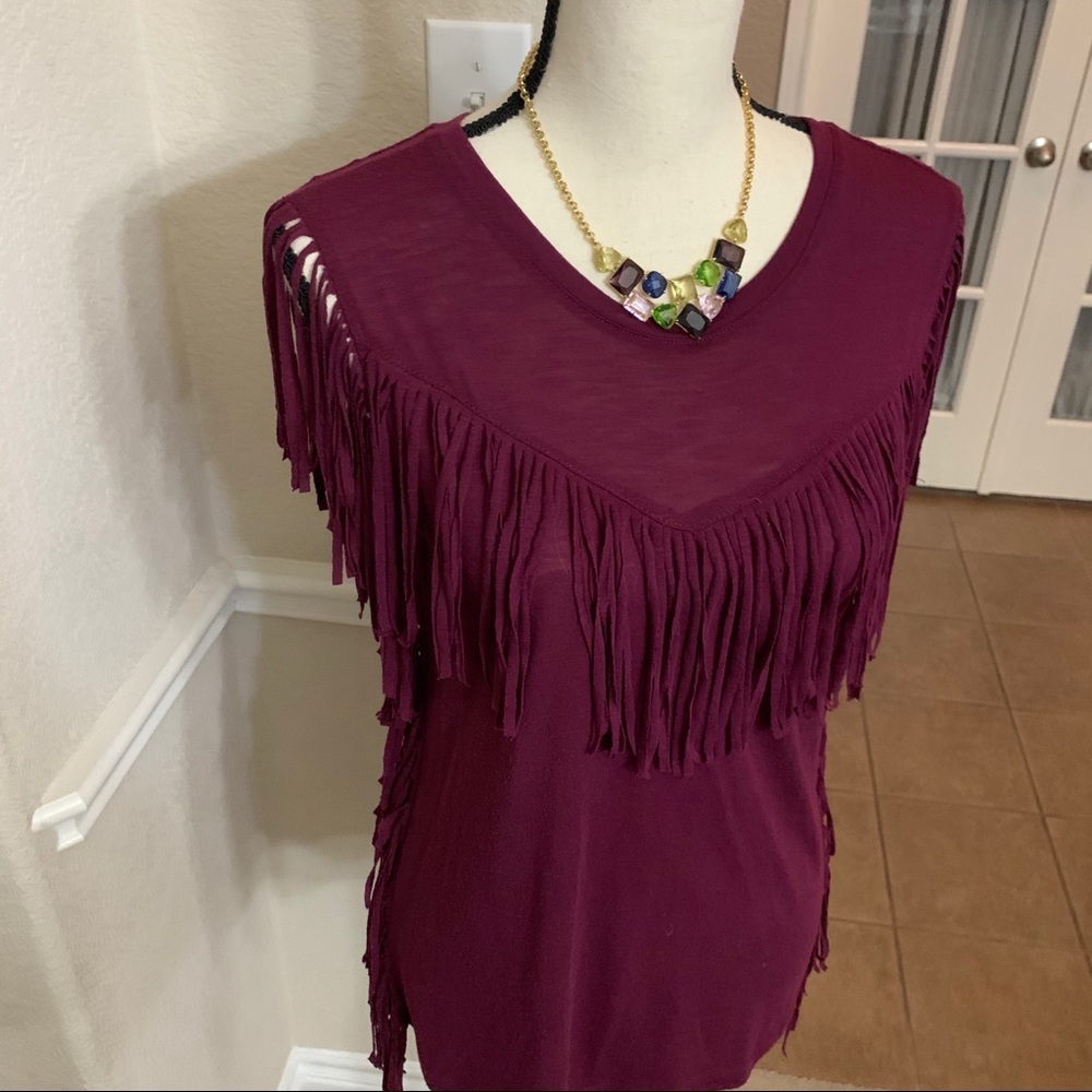Xhilaration maroon fringe top Size XS - Picture 12 of 14